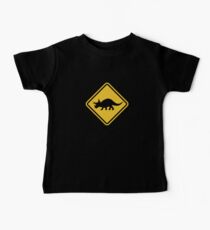 Beware of Triceratops Road Sign Baby Tee