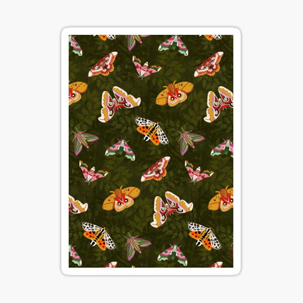 Beautiful Moths on Green Sticker