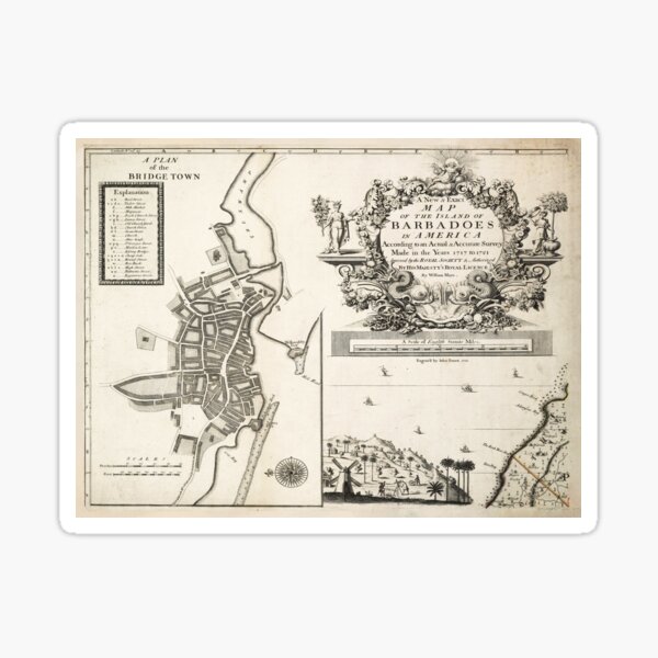 Item preview, Vintage Bridgetown Barbados Map (1721) designed and sold by BravuraMedia.