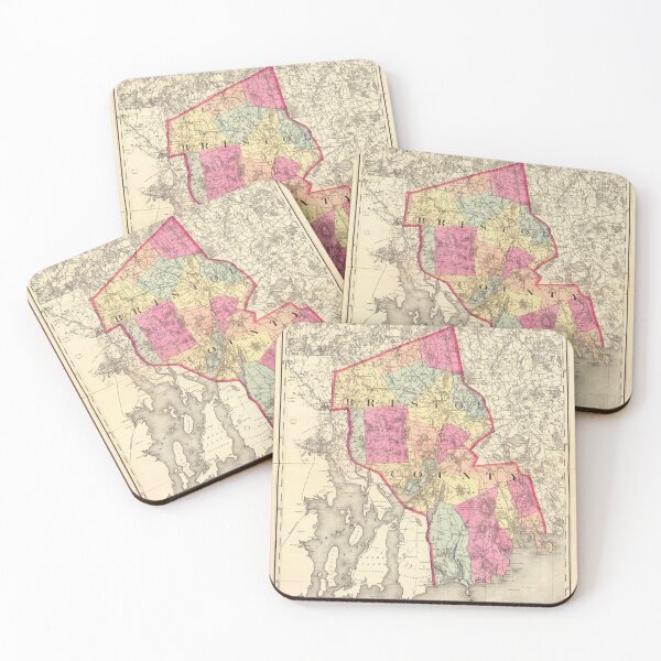 Item preview, Vintage Bristol County MA Map (1871) designed and sold by BravuraMedia.
