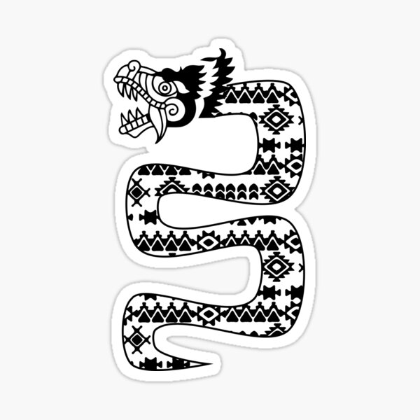 Aperçu de l'œuvre Dragon serpent tribal aztèque noir créée et vendue par Jake Purcell.