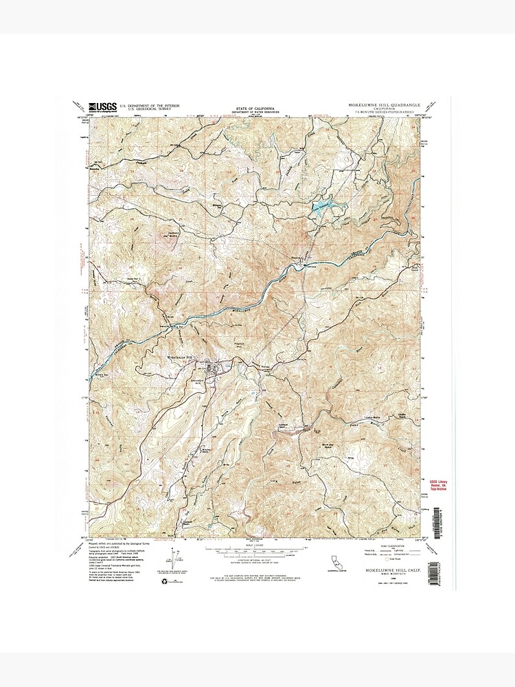 "Mokelumne Hill, CA from 1948 Vintage Map High Quality" Poster for