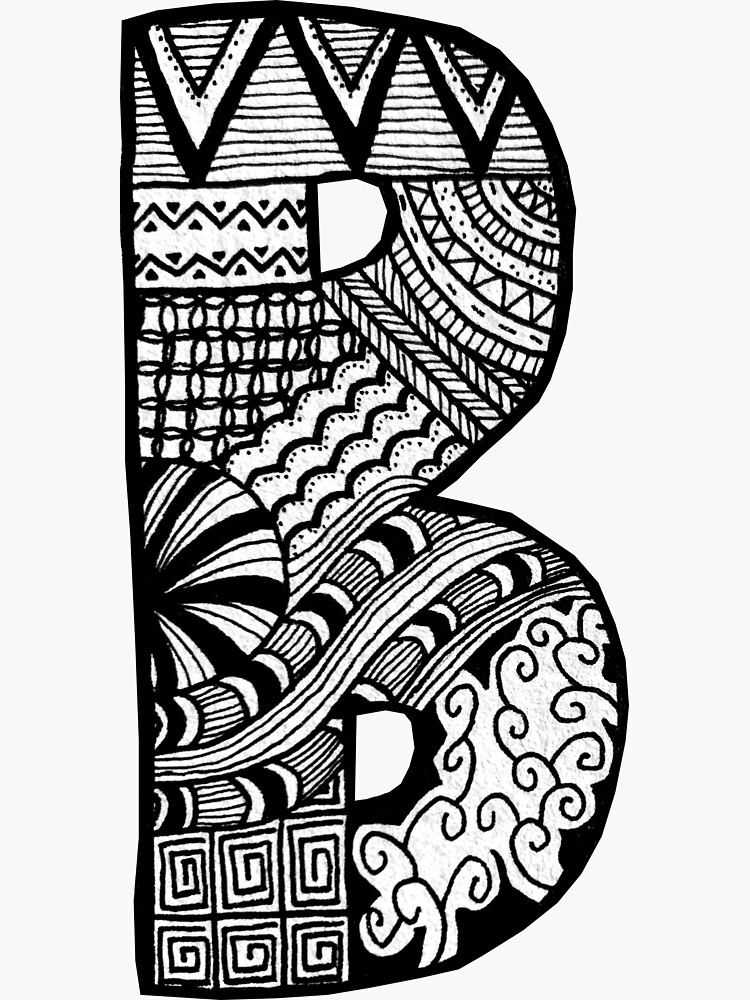 "Zentangle Letter B" Sticker For Sale By Jsh-designs | Redbubble