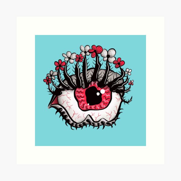 Eye Melt - Weird Red Eye Flower Eyelashes Trippy Art Art Print