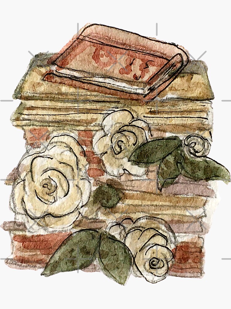 Book Stack and Roses - Hedge Witch Library by WitchofWhimsy