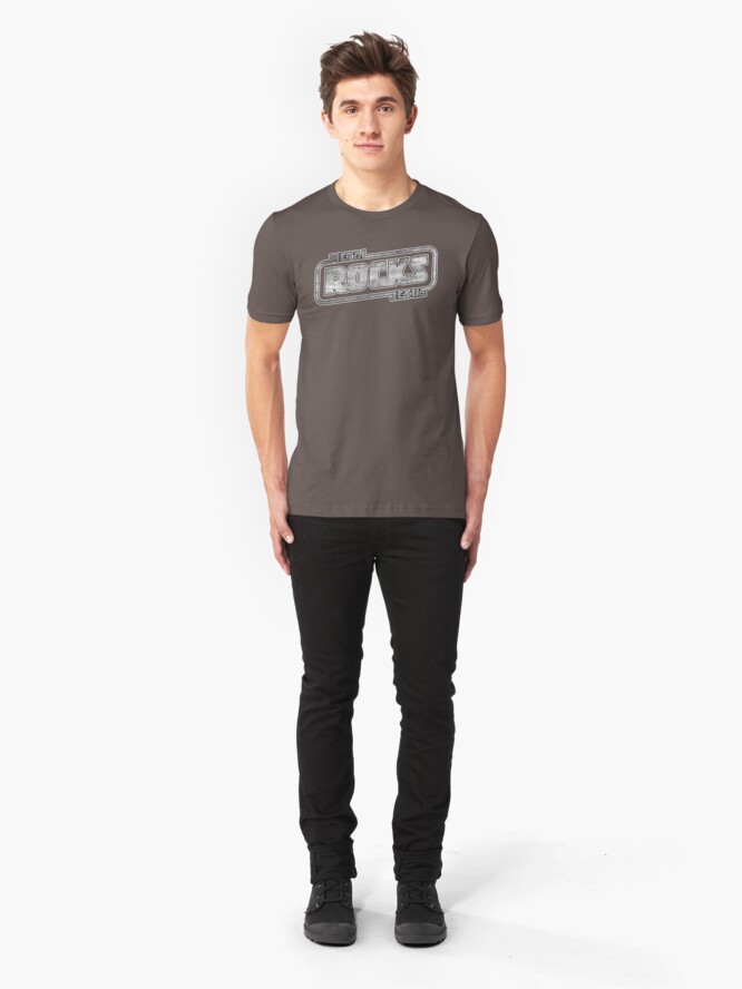 Alternate view of Metal Jesus Rocks - GUN METAL LOGO Slim Fit T-Shirt