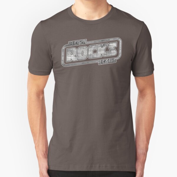 Metal Jesus Rocks - GUN METAL LOGO Slim Fit T-Shirt