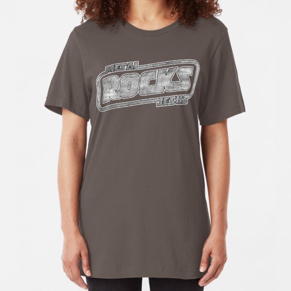 Metal Jesus Rocks - GUN METAL LOGO Slim Fit T-Shirt