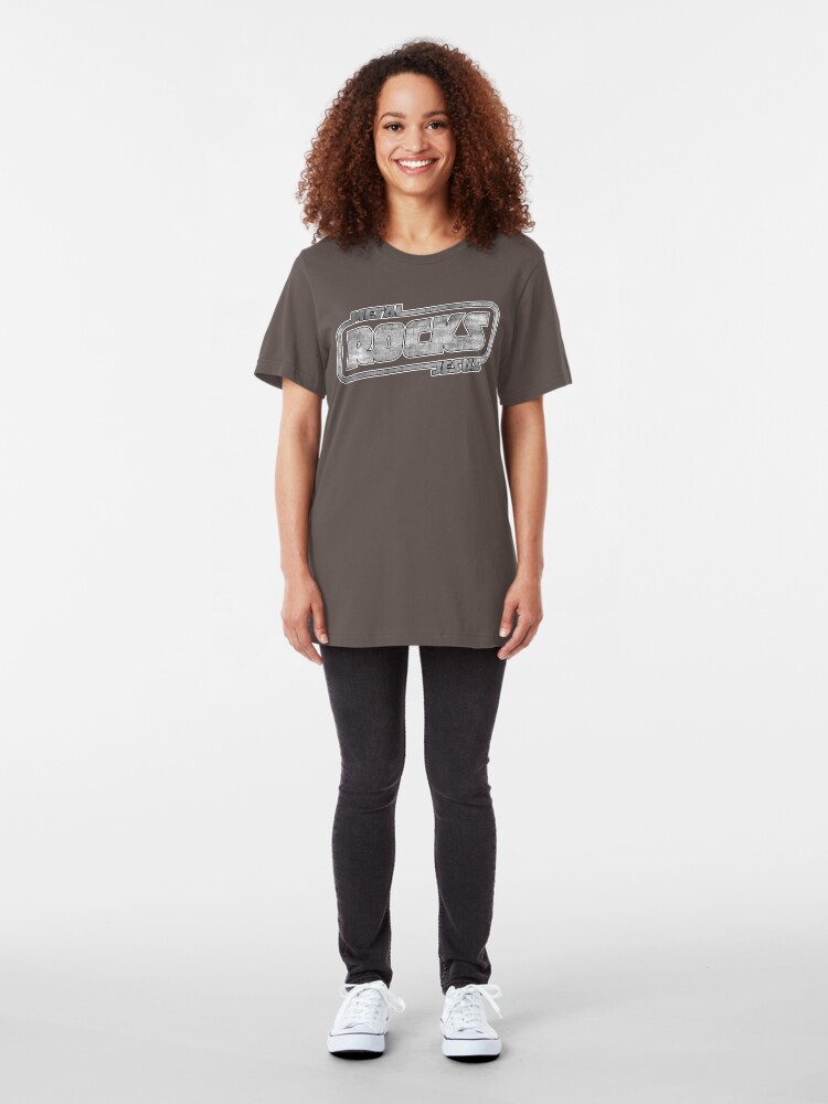 Alternate view of Metal Jesus Rocks - GUN METAL LOGO Slim Fit T-Shirt