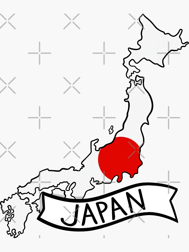 Japan Flag Map Sticker Sticker for Sale by Drawingvild