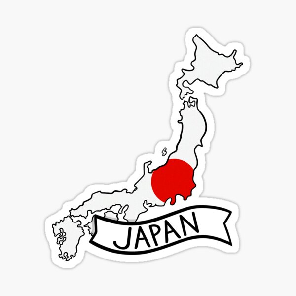 Japan Flag Map Sticker Sticker By Drawingvild Redbubble