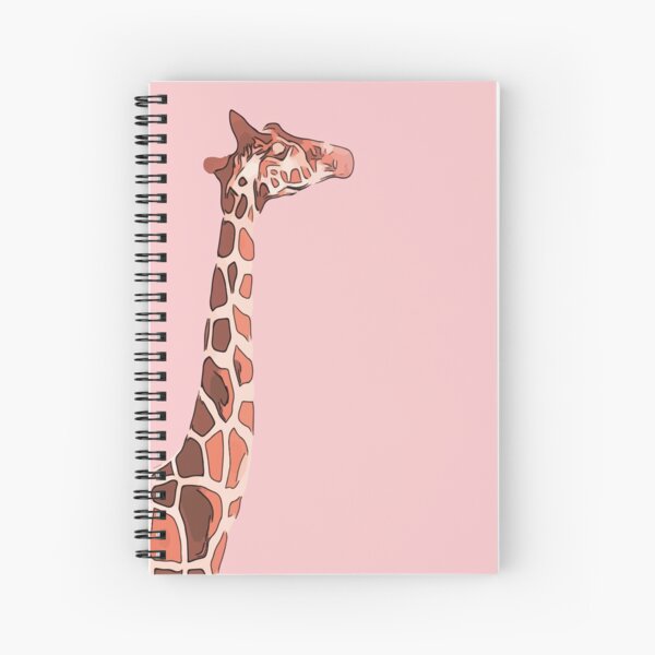 Giraffe image on a pink background Spiral Notebook