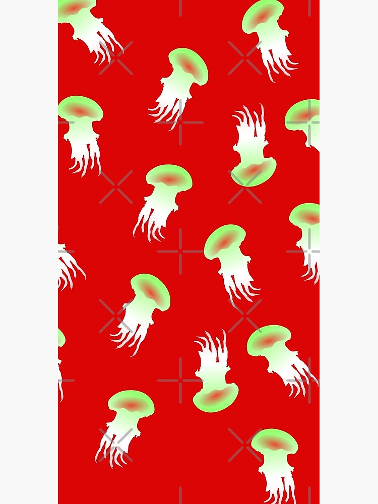 Happy Jellyfish Pattern - (Red) by DaveyCopeland