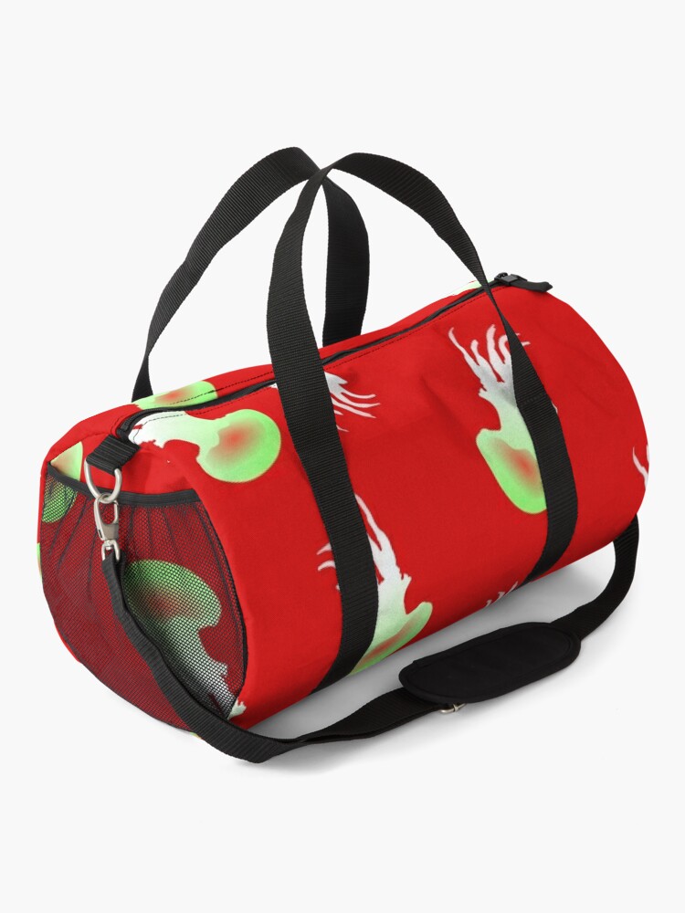 small red duffle bag