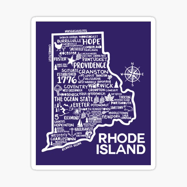 Item preview, Rhode Island Map  designed and sold by fiberandgloss.
