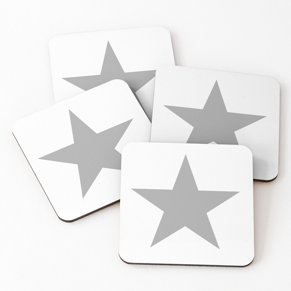 Grey Star on white. Coasters (Set of 4)