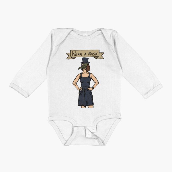 In the Covid-19 Era, the Plague Doctor asks you to Wear a Mask Long Sleeve Baby One-Piece