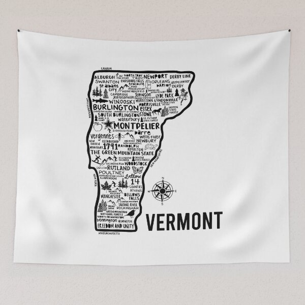 Item preview, Vermont Map  designed and sold by fiberandgloss.