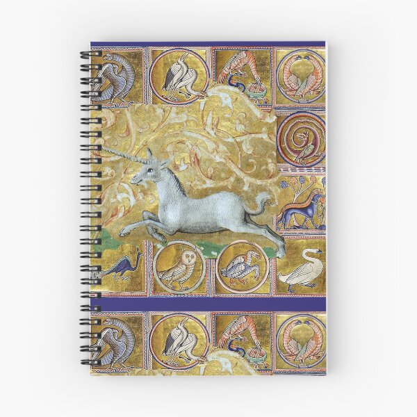 Item preview, UNCORN AND MEDIEVAL BESTIARY, FANTASTIC ANIMALS IN GOLD RED BLUE COLORS designed and sold by BulganLumini.