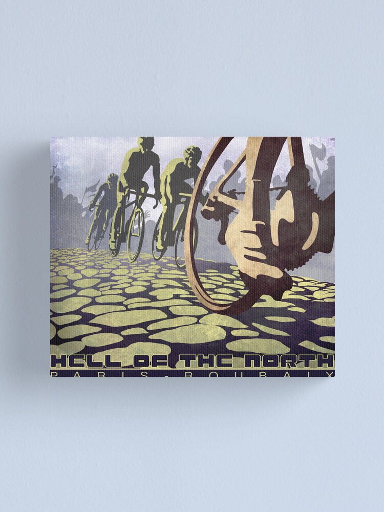 Alternate view of cycling illustration HELL OF THE NORTH retro Paris Roubaix Canvas Print