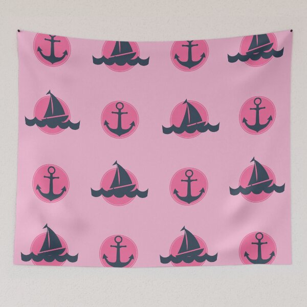 Item preview, Nautical Icons On Pink designed and sold by SharksOnShore.