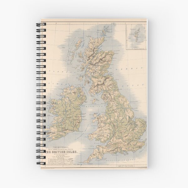 Item preview, Vintage British Isles Physical Geography Map (1852) designed and sold by BravuraMedia.
