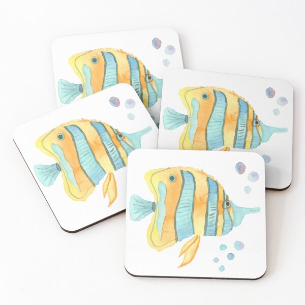 Item preview, Yellow, turquoise pincerfish, white designed and sold by Sonderblume.
