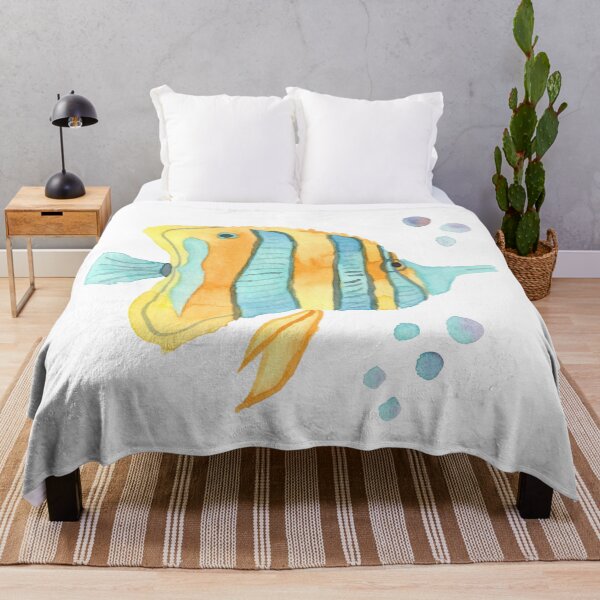Item preview, Yellow, turquoise pincerfish, white designed and sold by Sonderblume.