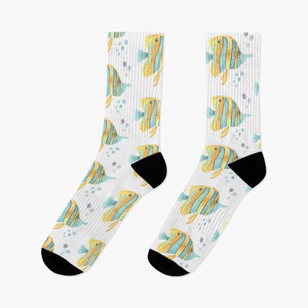 Item preview, Yellow, turquoise pincerfish, white designed and sold by Sonderblume.