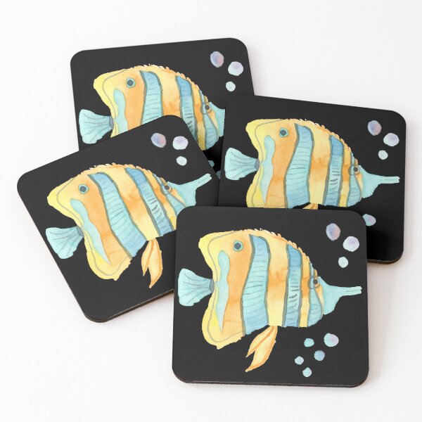 Item preview, Yellow, turquoise pincerfish, black designed and sold by Sonderblume.