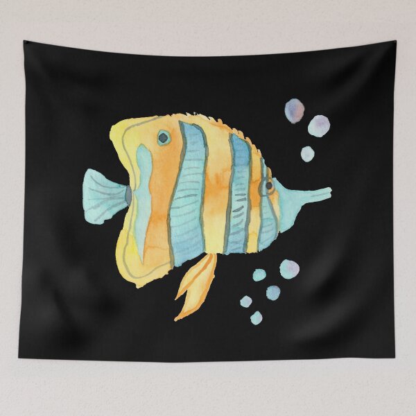 Item preview, Yellow, turquoise pincerfish, black designed and sold by Sonderblume.