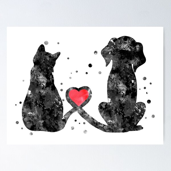 Cat and dog, love art