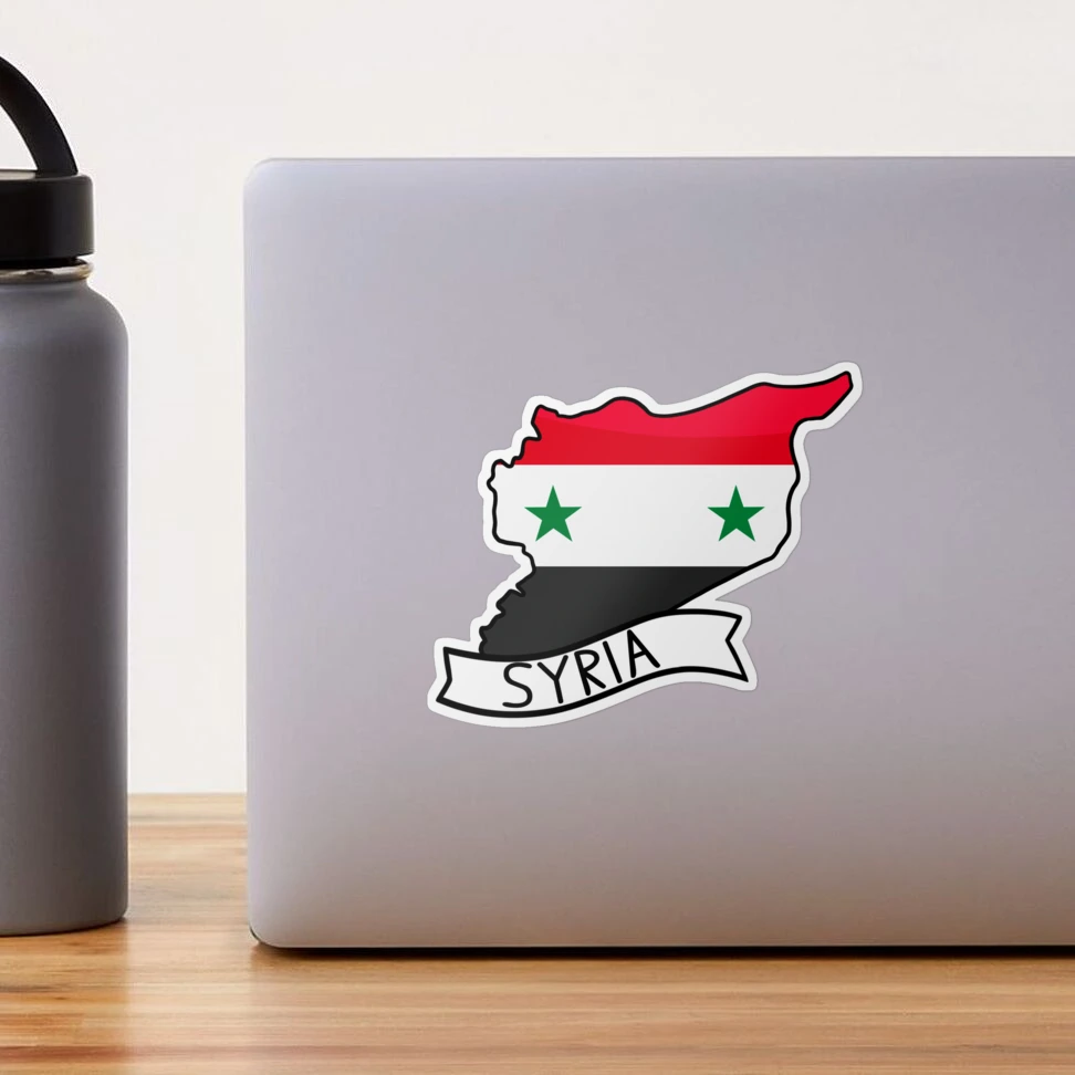 Syria Flag Map Sticker Sticker for Sale by Drawingvild