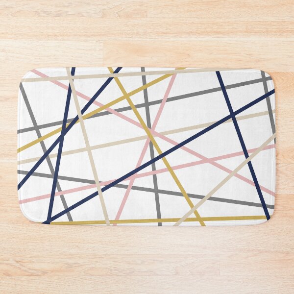 Item preview, Converging Lines Minimalist Pattern in Mustard Yellow, Navy Blue, Pink, Gray, Almond, and White designed and sold by kierkegaard.