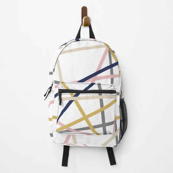 Item preview, Converging Lines Minimalist Pattern in Mustard Yellow, Navy Blue, Pink, Gray, Almond, and White designed and sold by kierkegaard.