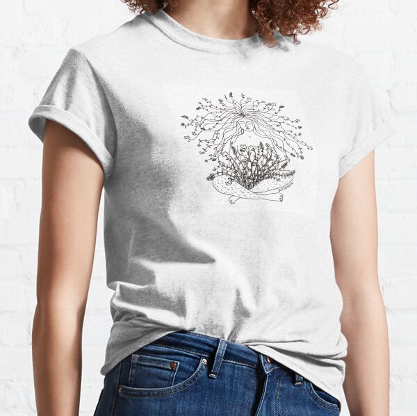 Growing Flowers Woman Illustration  Classic T-Shirt