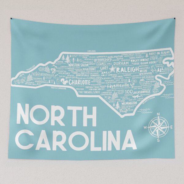 Item preview, North Carolina Map  designed and sold by fiberandgloss.