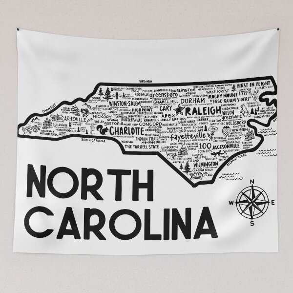 Item preview, North Carolina Map  designed and sold by fiberandgloss.