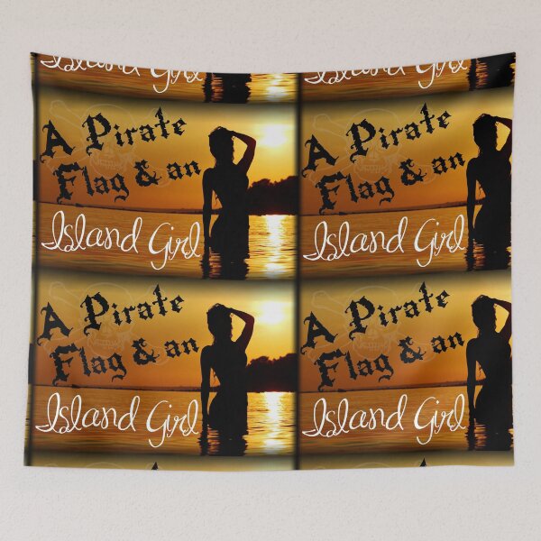 Item preview, a pirate flag and an island girl designed and sold by avaacarr.