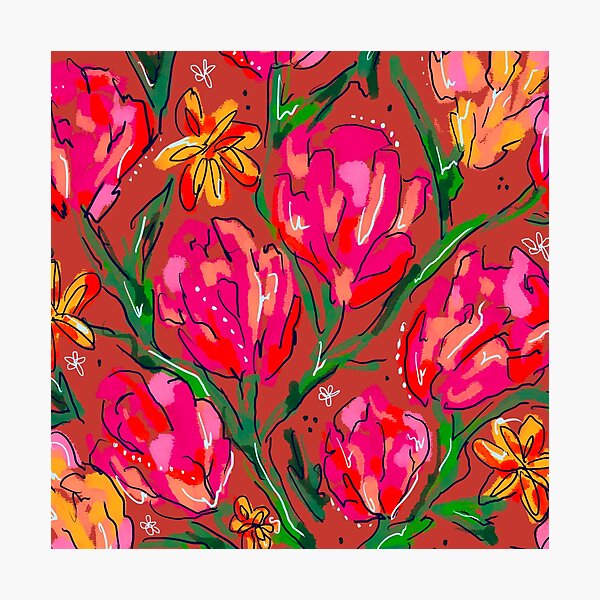 Orange Floral Photographic Print