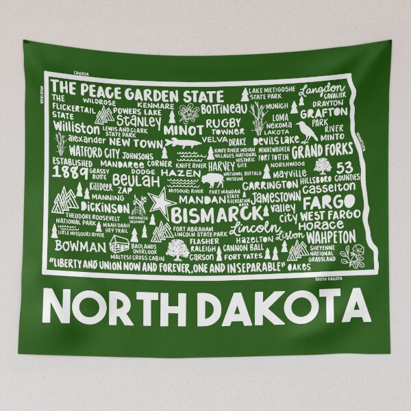 Item preview, North Dakota Map designed and sold by fiberandgloss.