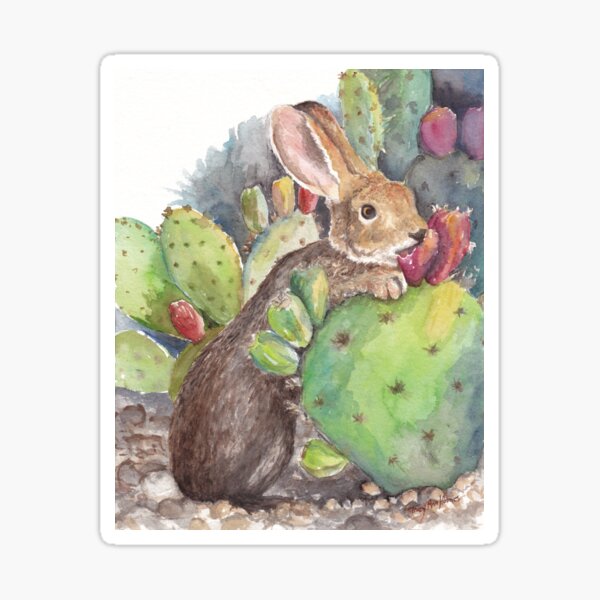Bunny & Prickly Pear, Sonoran Desert Sticker