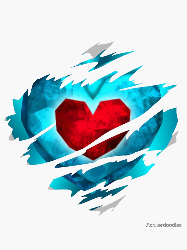 "Heart piece tearing through shirt Ocarina" Sticker by Ashkerdoodles