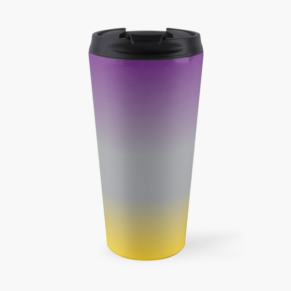 Purple, Grey, and Yellow Gradient Travel Mug