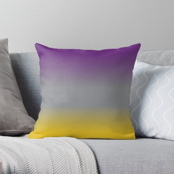 Purple, Grey, and Yellow Gradient  Throw Pillow