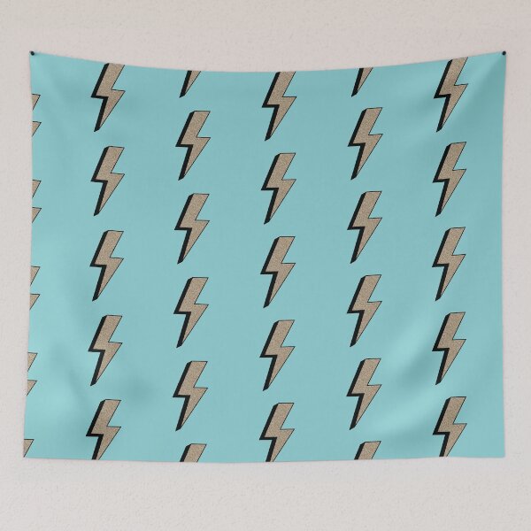Item preview, Gold Sparkle Lightning Bolt  Blue Background designed and sold by MarzStudio.