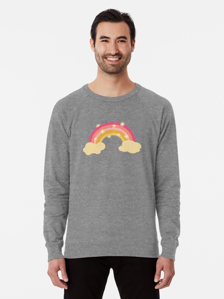 Alternate view of Pink rainbow with flowers Lightweight Sweatshirt