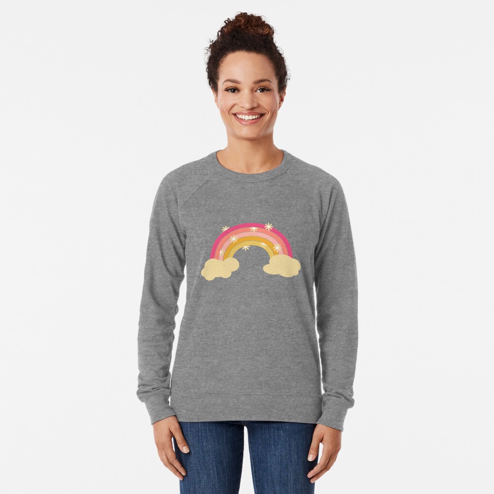 Pink rainbow with flowers Lightweight Sweatshirt