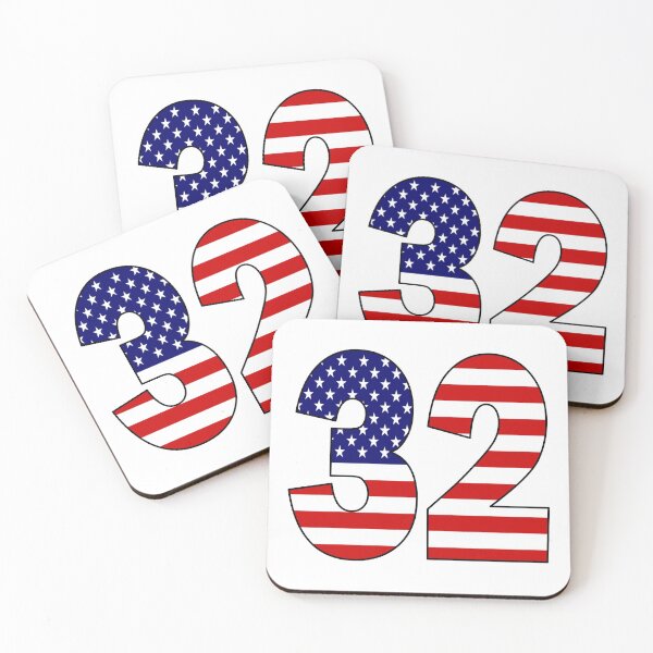 Item preview, Number 32 with USA flag on the background designed and sold by AllShirts21.