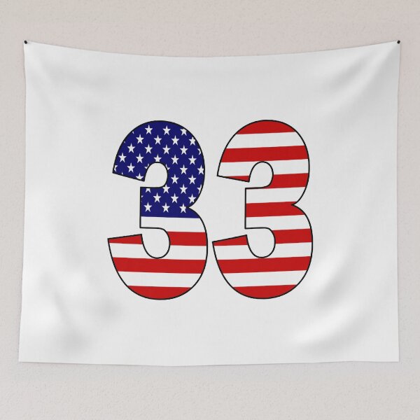 Item preview, Number 33 with USA flag on the background designed and sold by AllShirts21.